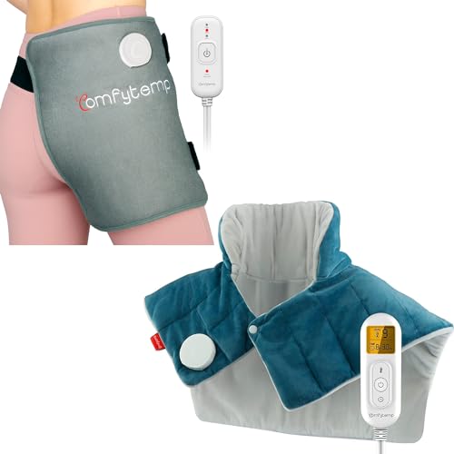 Weighted Heating Pad for Neck and Shoulders and Back and Hip Heating Pad for Hip/Sciatica Pain Relief - FSA HSA Eligible