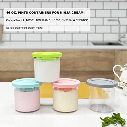 CUTIECLUB Dessert Tubs 4PCS Ice Cream Pints Containers and Lids for Ninja Creami NC301 NC300UK NC299AMZ Series Creami Ice Cream Makers - Image 2