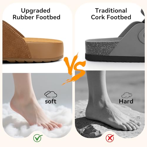 Womens Suede Clogs-Mens 100% Genuine Leather Potato Shoes-Soft Rubber Sole Mules with Arch Support Brown by DBYTXIEYE - Image 3