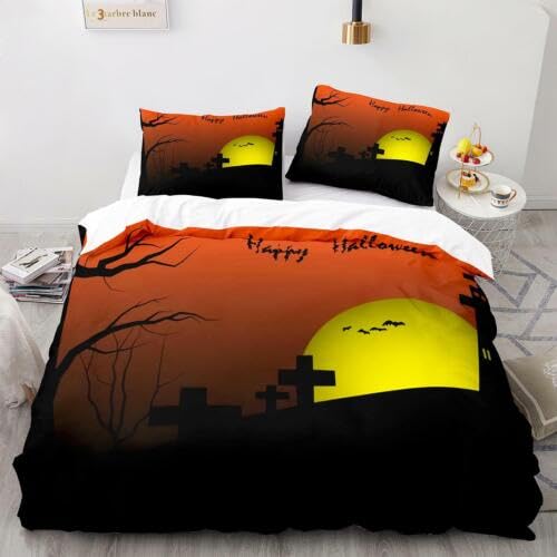 Housse de couette 240x260 en microfibre avec 2 taies d'oreiller dessin animé brun