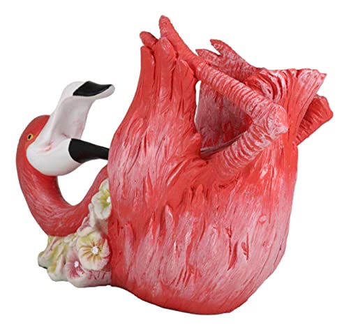 Ebros Gift Tropical Birds Of Paradise Pink Flamingo With Floral Garland Neck Wreath Tabletop Wine Oil Bottle Rack Display Holder Figurine Home Decor Kitchen Accent Table Centerpiece #TOP2