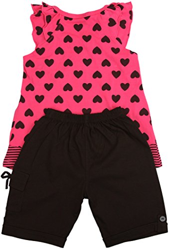 Image of ToBeInStyle Girl's Two Piece Summer Set Cute Tee Top and Matching Shorts Adorable Outfit