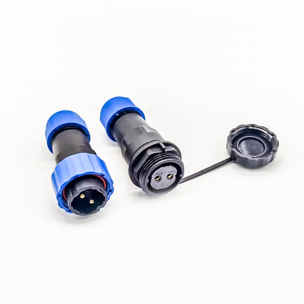 Elecbee Connecteur Aéronautique SP21 IP68 2 Broches - Connecteur Étanche Mâle Femelle Soudable