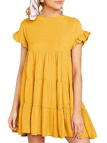 Chuanqi - Vestido corto para mujer con volantes, estampado floral - - Large Cover