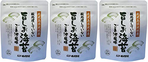 無添加 焼のり 酸処理していない 旨しお海苔(8切り40枚入り)×3個 ★ コンパクト ★海の農薬と言われる酸処理をしないで大切に育てられた海苔を、対馬の釜炊き塩と圧搾製法ごま油のみで味付けしました。
