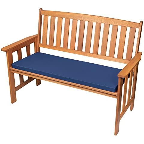 Waterproof Garden Bench Outdoor Pad 108x45x4cm | Patio Furniture 2 Seater Cushion | Water Resistant Material | Chaise Swing Chair Cushion |Indoors Seat Pads | Dark Blue Cover