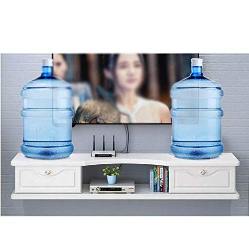 Mueble de soporte de TV de pared flotante con estante blanco 6