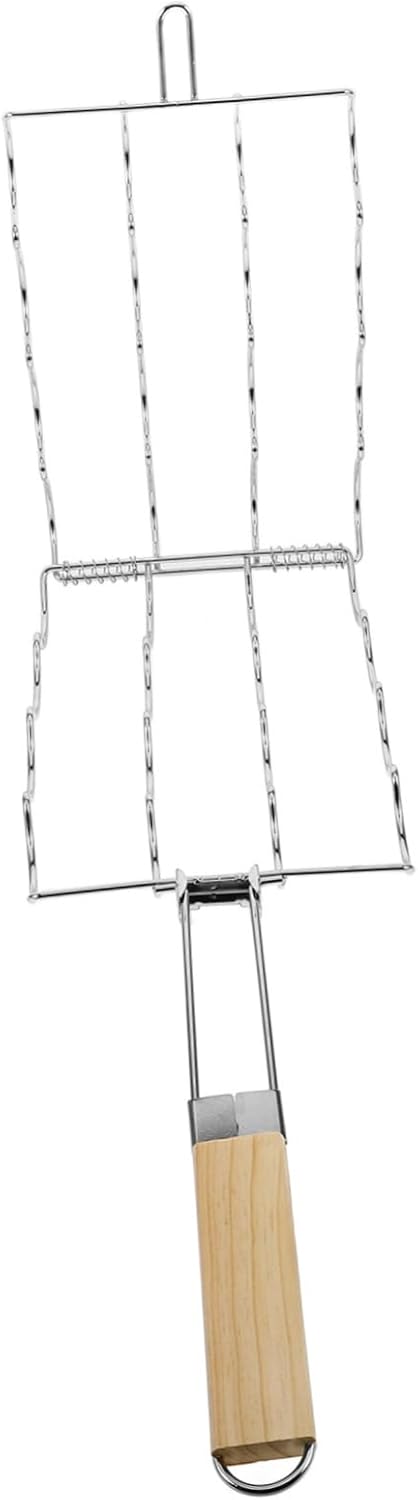 Unomor Folding Barbecue Net Clip Grill Tongs for Outdoor Grill Grilling Rack for Corn Meat Fish Bbq