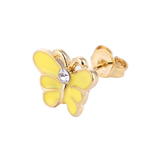 10 Pairs Small Cute Simple Post Stud Earrings Set For Girls Kids Gold Tone Mix And Match (Butterfly) #TOP7