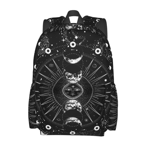 Sun And Moon Black And White Stylish Backpack With Adjustable Padded Shoulder Straps Daypacks For Girls College Travel