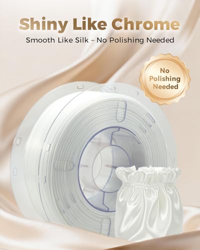 Image of VOXELAB Silk+ PLA Filament 1.75mm, Shiny Chrome-Like Finish with Enhanced Layer Adhesion, 1kg (2.2lbs) for Most FDM 3D Printers, Smooth & Flawless Printing(White)