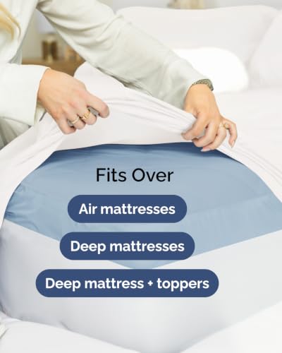 Image of CGK Unlimited Extra Deep Flex Top Split Head King Sheet Set - 6 Piece Breathable and Cooling Sheets - Hotel Luxury Bedding for Women, Men, Kids & Teens - Easy Secure Fit - Extra Deep Pockets - White