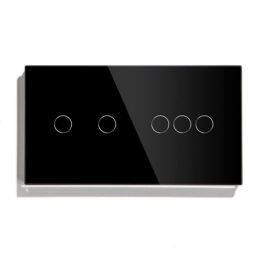 Interruptor Tactil,Interruptor Tactil Pared 5 Interruptor táctil de pandillas 157 mm 1 vía Interruptor de luz de Pared Blanca Negro Negro Panel Táctil Sensor Impermeable Interruptor(Black)