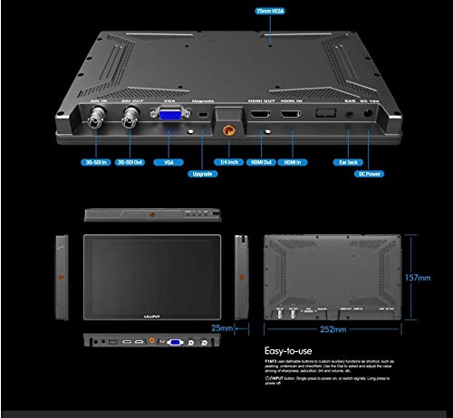 Image of LILLIPUT A11 10.1 inch FHD PRO 4K HDMI SDI VGA Input Broadcast Monitor w /G+G Technology Free F970 Battery & Gimbal Stand