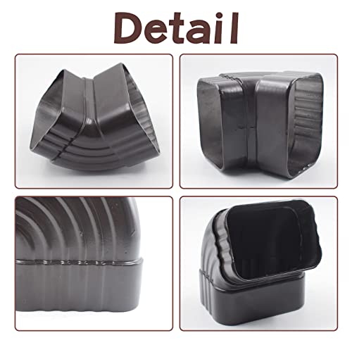 Aluminum 2X3 A Elbow Gutter Downspout Elbows 65 Degree Elbow Gutter Extension Downspout Diverter Brown Roofing Gutters Rain Downspout Extension Accessory Gutter Connection Rainwater Drainage #TOP1