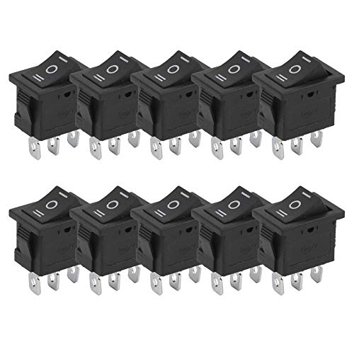 Elprico Interruptor basculante, 10 Piezas KCD1 Mini interruptores basculantes de 3 Pines y 3 Posiciones de Encendido y Apagado de Barco Cuadrado para electrodomésticos