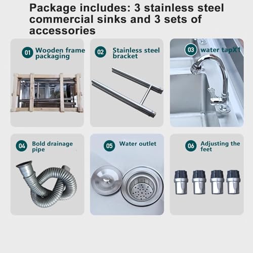 Genérico Servicio de Servicios de Acero Inoxidable Pesado se Hunde con Drenboard y Soporte Ajustable, Single Bowl Industrial Laundry Fiderazgo para Restaurante de Cocina Comercial