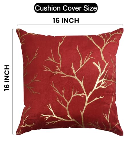 Image of Velvet Foil Cushion Covers Decorative Merry Christmas, Valentine Day 16 inch x 16 inch Set of 2, Maroon