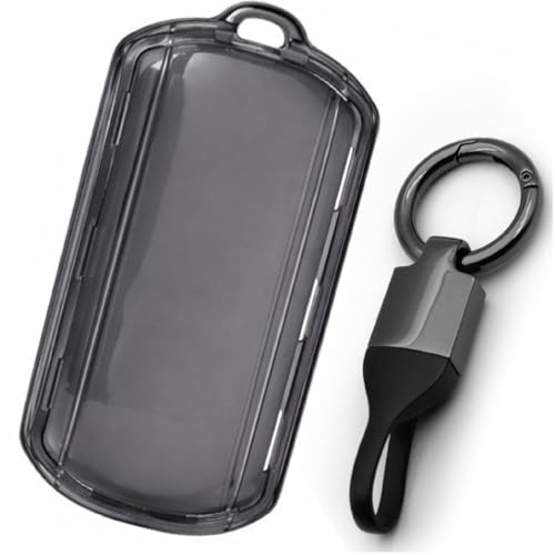 Image of JVCV Soft TPU Transparent Key Cover Compatible with Tata Sierra, Safari Petrol, Harrier Petrol, Curvv & Curvv EV Smart Key | Glossy Anti-Scratch Car Key Shell Protector (with Keychain - Style B).
