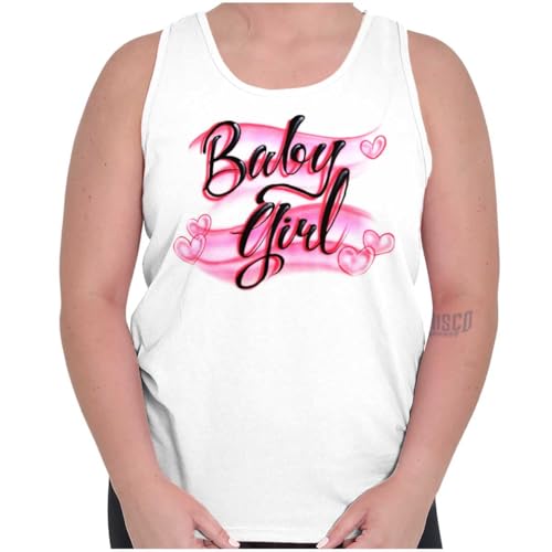 Airbrushed Baby Girl Hearts Love Tank Top Tee Shirt Women White