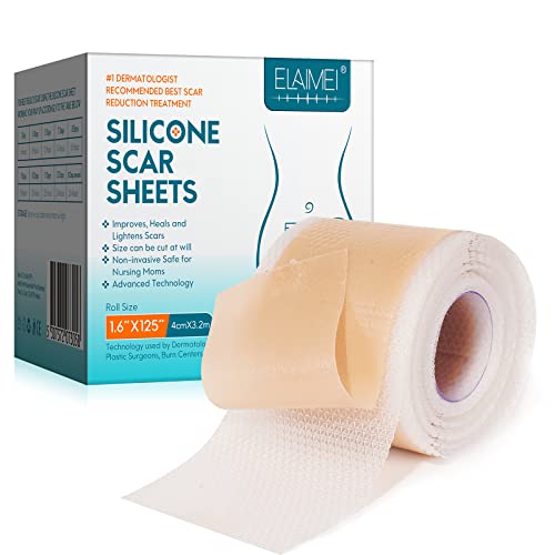 Silicone Scar Sheets Tape for Surgical Scars C Section Scar Silicone Strips Medical Grade Reusable Soften and Flattens Scars Breast Keloid Professional Scar Patches (4CM*3.2CM)