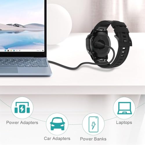 AXFEE Ladegerät Kompatibel für Garmin-Armband, USB Ladekabel Kabel, Ersatzuhr Ladeadapter Kompatibel mit Garmin Fenix 7 7S 7X, 6 6S 6X, Fenix 5 5S 5X