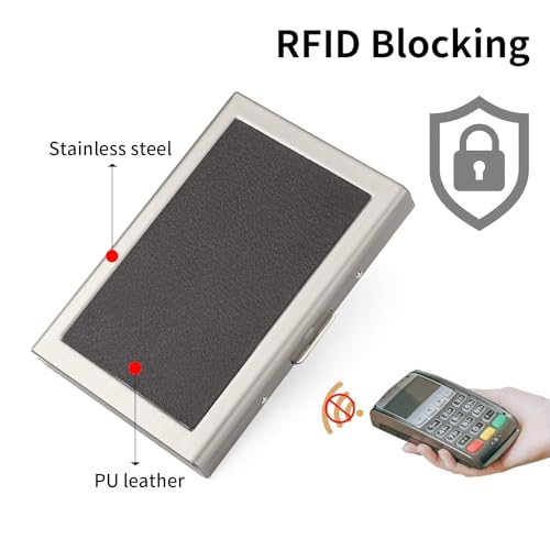 Image of Credit Card Holder Wallet for Women Men Stainless Steel Metal Card Case RFID Blocking Business Card Protector Case with 6 Slots