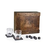 PICNIC TIME NCAA Arizona Wildcats zestaw upominkowy pudełko do whisky, szklanki do whisky, zestaw 2 szt., kamienie do whisky, drewno dębowe