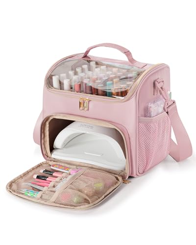 Prokva Nail Polish Organizer Bag Holds 42 Bottles(15ml/0.5 fl.oz), Double Layer Nail Storage Case