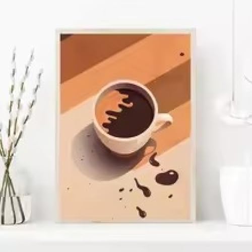 Toile abstraite de qualité pour salon tableau moderne lignes de café