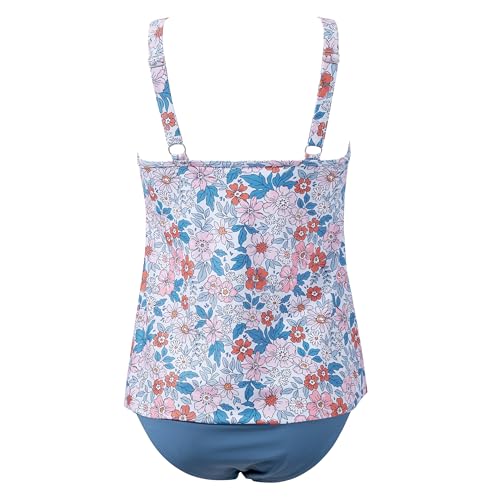 Image of SUUKSESS Women Tummy Control Tankini Bathing Suit Ruffle High Waisted Swimsuit