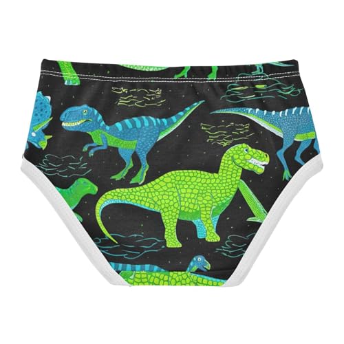 Kids Underwear Girls, Dinosaurs Green Blue Black Toddler Girl Panties, Cotton Girls Underwear, 2T–8 Years2
