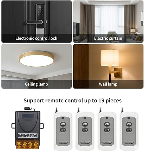 Image of Roboway 433MHz RF Wireless Switch | 1 Channel AC 85-220V Receiver with EV1527 2-Button Remote | Long Range Wireless Light & Fan Control Relay Module | Home Automation Kit (2 Remote and 1 Receiver)