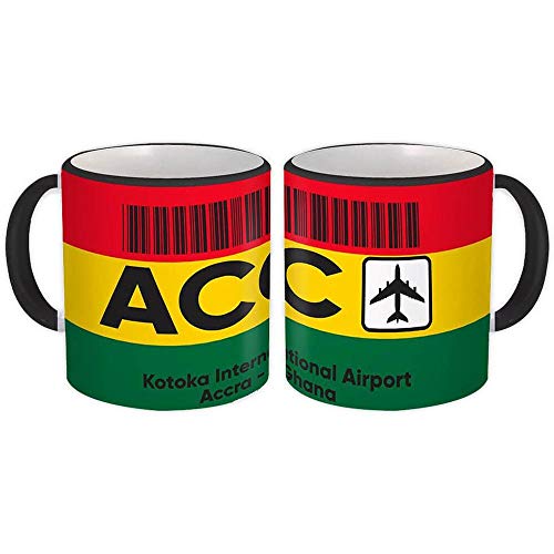 Ghana Kotoka Airport Accra ACC : Gift Mug Travel Airline Code Pilot AIRPORT - White w/Black Handle