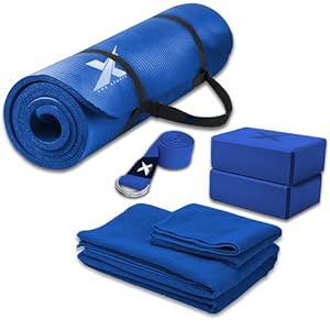 Xn8 Yoga Starter Set – 6-Piece Yoga Mat Set Included NBR Pilates Mat, Stretching Block, Yoga Towels & Yoga Strap – Complete Yoga Starter Kit for Beginners