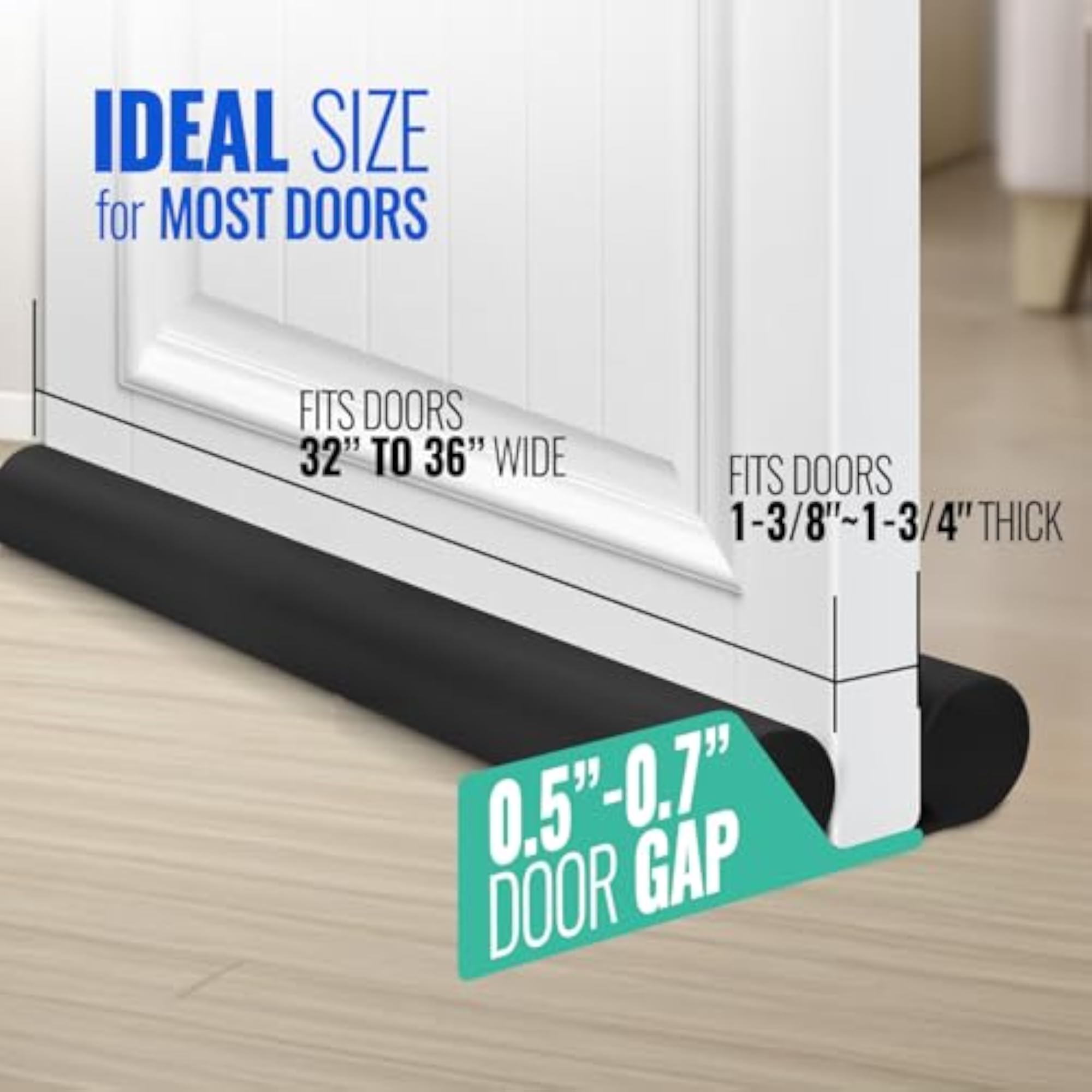 Under Door Draft Stopper, 36 Inch Black
