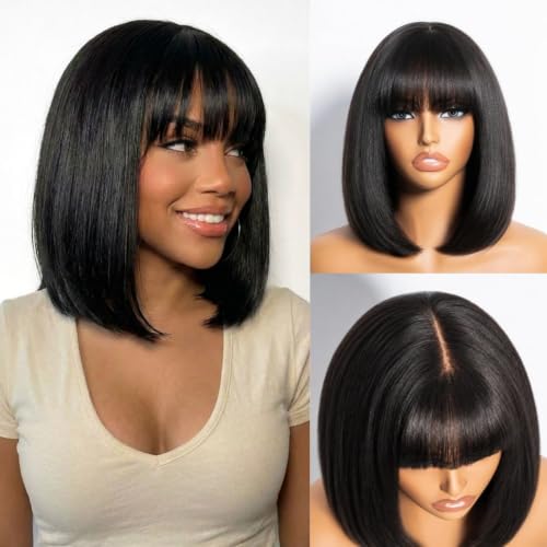 Megalook Pre-Plucked Curtain Bob Wig