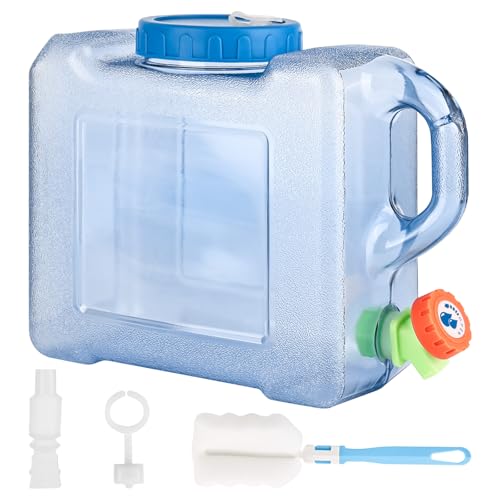 XCRPRT Bidón de agua de camping de 5 litros, depósito de agua con grifo, bidón de agua de plástico, bidón de agua portátil, depósito de agua para camping con asas, depósito de agua para senderismo