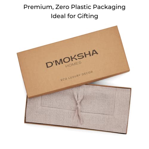 D'moksha Linen Easter Table Runner 14 X 72 Inch Natural, Pure Linen Hemstitch Table Runners 72 Inches, Coffee Table Runner For Spring, Summer, Mother's Day, Wedding, Party, Outdoor, Machine Washable #TOP6