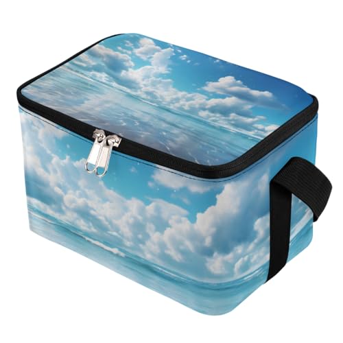 GzLeyigou Lunch Bags for Women Men 9 Cans,Landscape Hot & Cold Food Delivery Bag Insulated Grocery Bag Insulated Lunch Box Open Blue Sea Cooler Bag for Office Work Picnic Beach