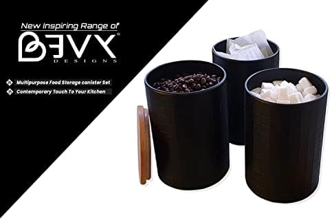 Bevy Designs Set of 3 Airtight Kitchen Canisters with Bamboo Lid - Tea Coffee Sugar Canisters Set | Multipurpose Decorative Storage Containers Jar