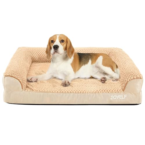 JOYELF Cama ortopédica para Perros medianos, en Forma de U de Espuma sofá Cama, Cama Impermeable Bolster Pet con Cubierta Lavable extraíble y Antideslizante Inferior - de Color Caqui