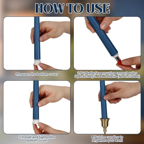 Image of Rossesay 24 Pcs Flameless LED Taper Candles Battery Operated Candle, Classic, 8.5 inch,9.65 inch,10.8 inch,12.8 inch, Dark Blue