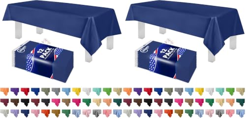 Image of Grandipity 24 Pack Premium Disposable Plastic Tablecloth 54 Inch. x 108 Inch. Decorative Rectangle Table Cover - Navy Blue