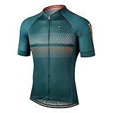 LAMEDA Kurzarm Radtrikot Funktionsshirt Herren Damen T-Shirt Jersey Atmungsaktiv Schnell Trocknen Hautfreundlich Material für Radsport Fitness Outdoor-Aktivitäten Blau/Grün M (QH018)
