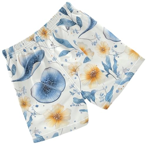 Pigsaly Boys' Swim Board Shorts Sea Stingray Flowers Boy's Swim Trunks Kids Swimwear XS2