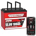 CYCLENBATT 12V 100Ah LiFePO4 Battery with Bluetooth, 12V Lithium Battery Built in Smart 100A BMS Support Monitoring, 12V 100Ah LiFePO4 for Camping, Trolling Motor, RV, Solar, Off-Grid