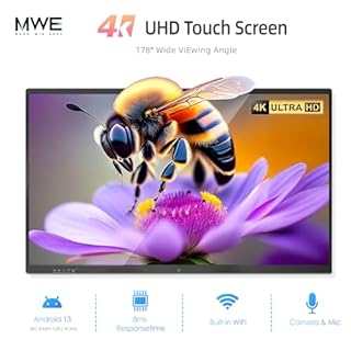 QIXZOCV 55" Smart Board for Home Classroom Office, 4K UHD Interactive Electronic Whiteboard with Camera Mics, Screen Sharing, Android 13 OS, 8GB RAM+128G ROM, Bluetooth/WiFi/HDMI(Wall Mount Included)