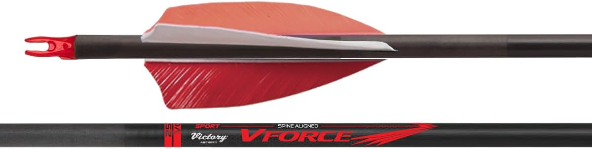 Victory Archery VForce 0.245" 350/400/500/600 Spine Standard Diameter Carbon Hunting Arrow Feather Fletched 6 Pack