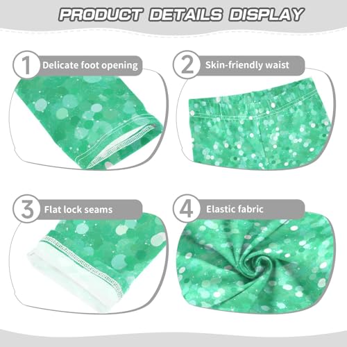 KLL Green Glitter Texture Girls Basic Leggings Casual High Waisted Activewear Exercise3